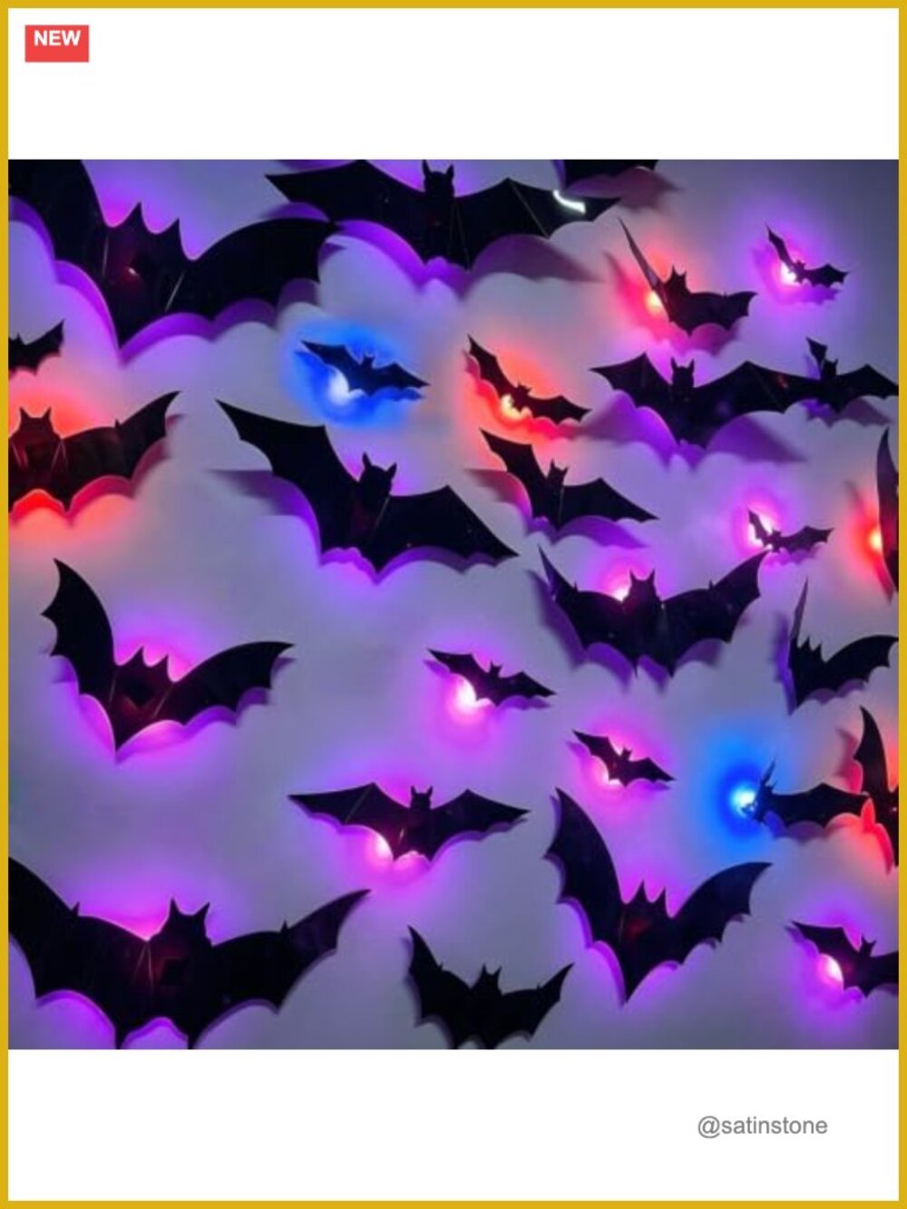 12 Pack Halloween Bats LED Wall Decor 3D Lighted Bat Decorations